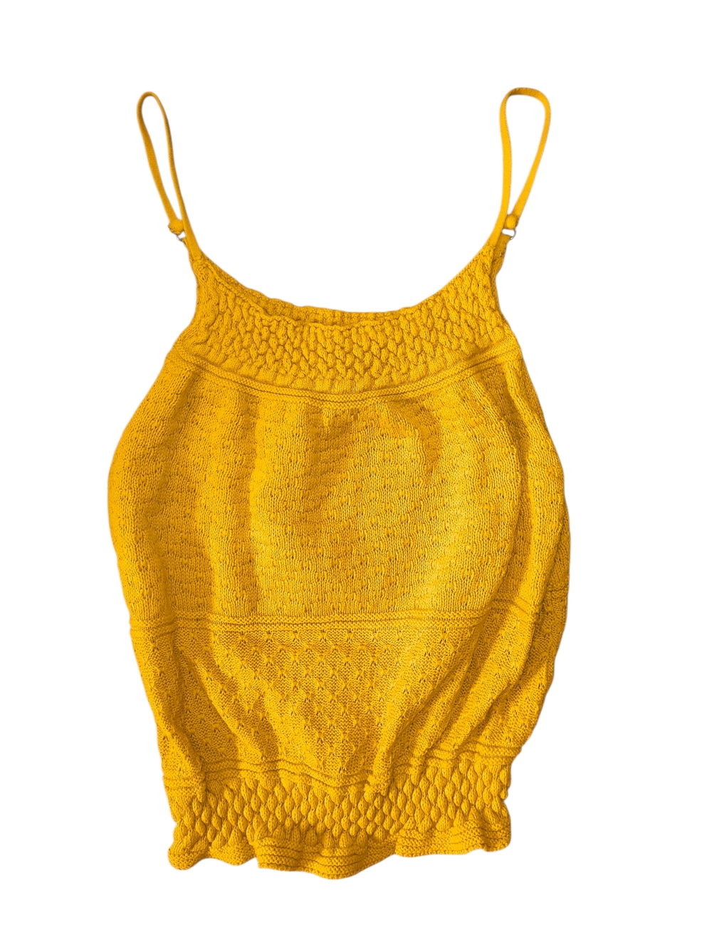 Yellow Knit Spaghetti Strap Tank Top